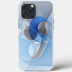 Modern Abstract Blue Grey Fractal Art Graphic iPhone 13 Pro Max Case