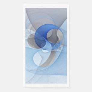 Modern Abstract Blue Grey Fractal Art Graphic Napkin