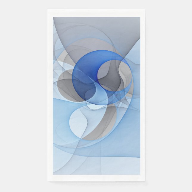 Modern Abstract Blue Grey Fractal Art Graphic Napkin (Front)
