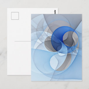 Modern Abstract Blue Grey Fractal Art Graphic Postcard