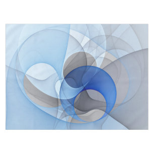 Modern Abstract Blue Grey Fractal Art Graphic Tablecloth