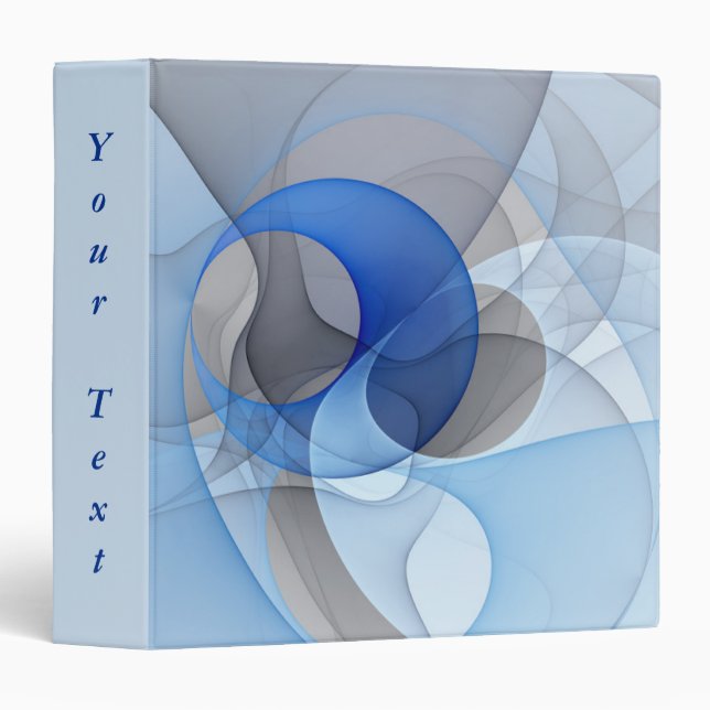 Modern Abstract Blue Grey Fractal Art Graphic Text Binder (Front/Spine)