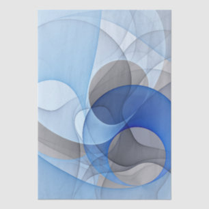Modern Abstract Blue Grey Fractal Art Graphic Tissue Paper