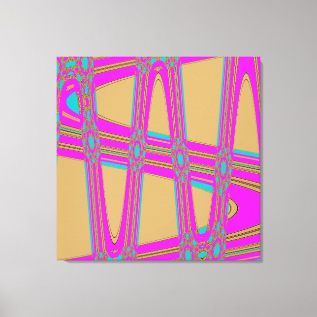 Modern Abstract Blue Hot Pink Weave Wave Pattern Canvas Print (Front)