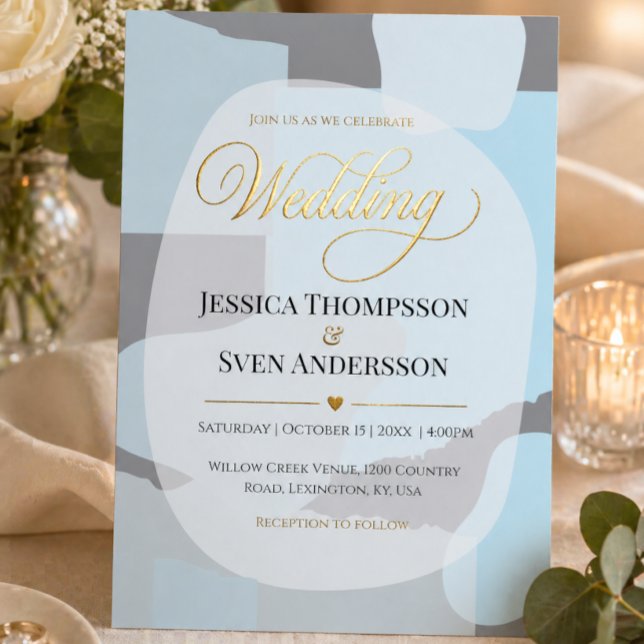 Modern Abstract Blue Minimalist Artistic Wedding  (Creator Uploaded)