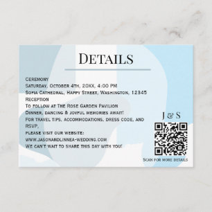 Modern Abstract Blue Minimalist Artistic Wedding  Enclosure Card