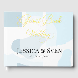 Modern Abstract Blue Minimalist Artistic Wedding Guest Book