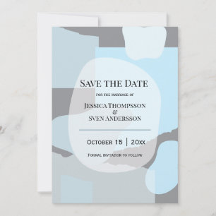 Modern Abstract Blue Minimalist Artistic Wedding Save The Date