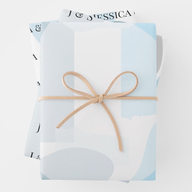 Modern Abstract Blue Minimalist Artistic Wedding  Wrapping Paper Sheet (In situ)