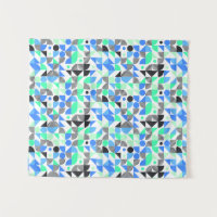 Modern Abstract Blue Mint Black Geometric Pattern