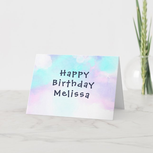 Modern Abstract Blue & Purple Watercolor Birthday Card (Front)