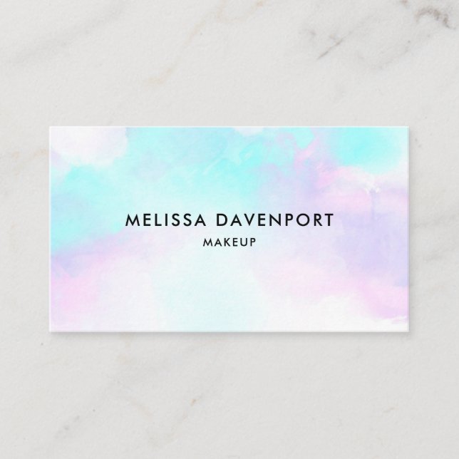 Modern Abstract Blue & Purple Watercolor Business Card (Front)