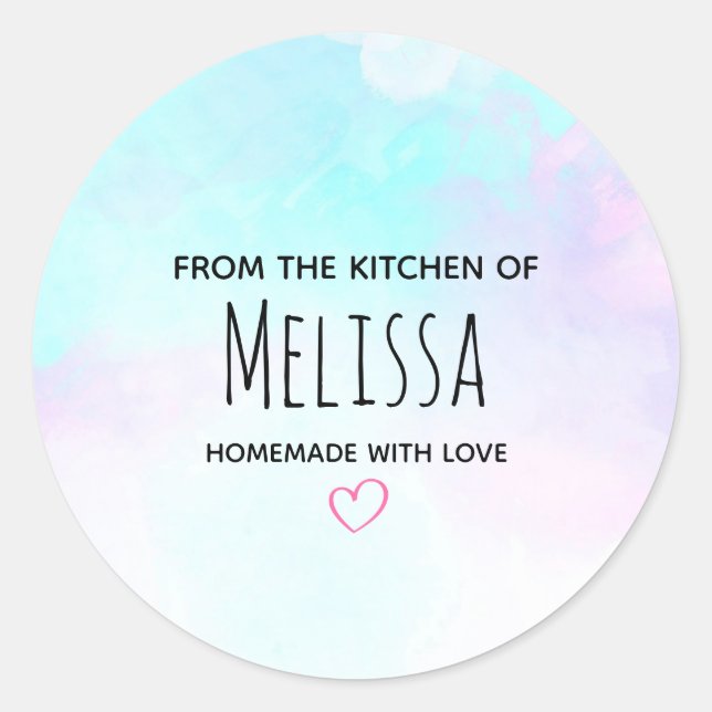 Modern Abstract Blue & Purple Watercolor Kitchen Classic Round Sticker (Front)