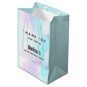 Modern Abstract Blue & Purple Watercolor Thank You Medium Gift Bag