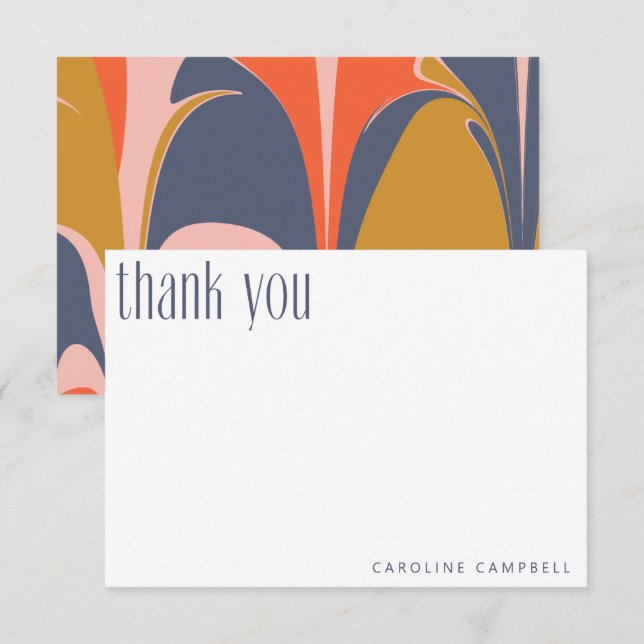 Modern Abstract Blue Red Gold Custom Graduation Thank You Card (Front/Back)