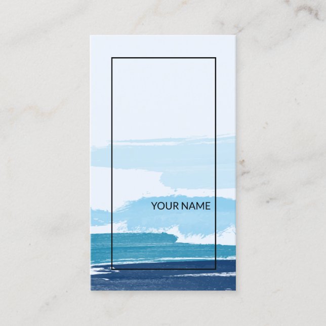 Modern Abstract Blue Schwarze Linien Business Card (Front)