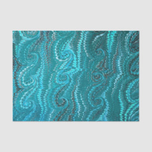 Modern Abstract Blue Swirls Marble Pattern Tissue Paper