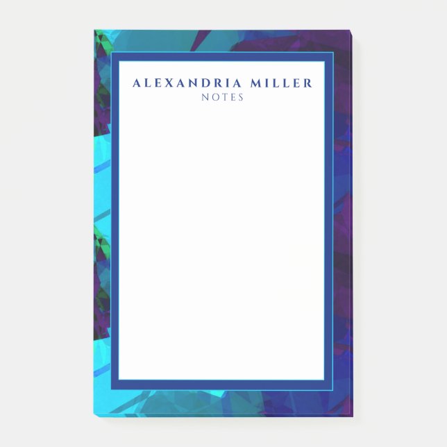 Modern Abstract Blue Turquoise & Purple Post-it Notes (Front)