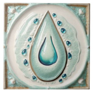 Modern Abstract Blue & White Water drop Bathroom Tile