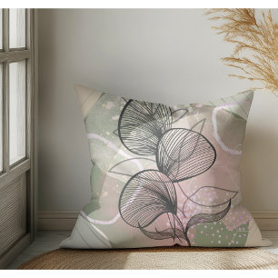 Modern Abstract Boho Botanical Throw Pillow