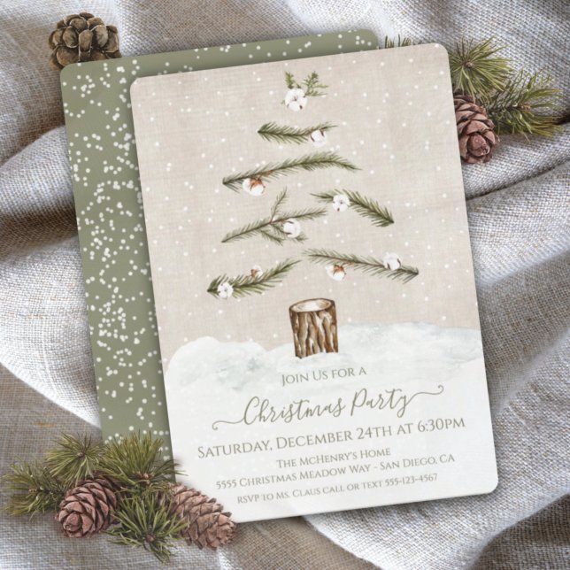 Modern Abstract Boho Christmas Tree Party Invitation (Creator Uploaded)