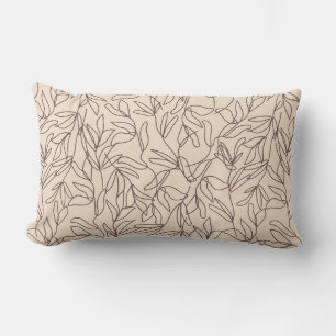Modern abstract boho line art leaves pattern lumbar pillow