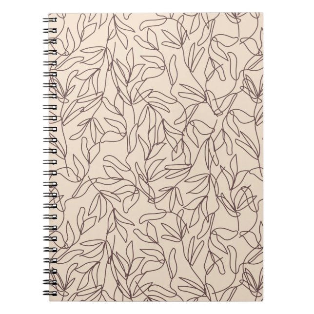 Modern abstract boho line art leaves pattern  notebook (Front)