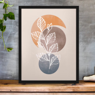 Modern Abstract Boho Plant Foliage Artwork Poster