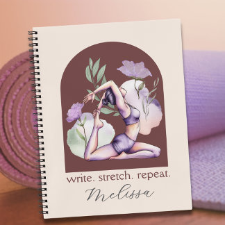 Modern Abstract Boho Purple Yoga Pose  Notebook