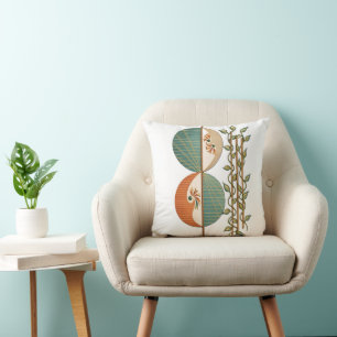 Modern Abstract Botanical Art Print, Minimalist Ci Throw Pillow
