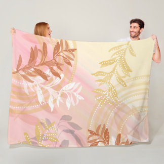 Modern Abstract botanical Fall Leaf Fleece Blanket