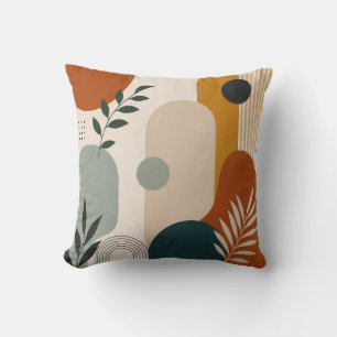 Modern Abstract Botanical Geometric Art Throw Pillow