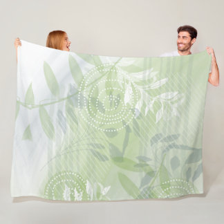 Modern Abstract Botanical Leaf Fleece Blanket