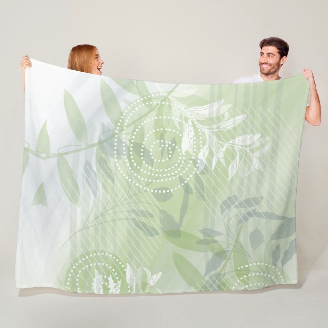 Modern Abstract Botanical Leaf Fleece Blanket (In Situ)