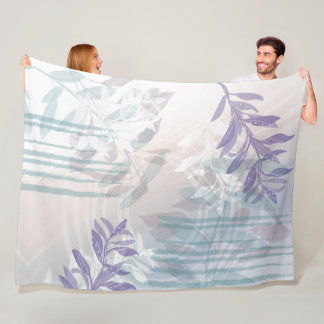 Modern Abstract Botanical Leaf Fleece Blanket