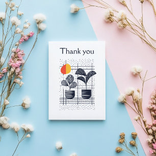 Modern Abstract Botanical Thank you card