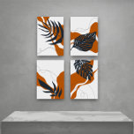 Modern Abstract Botanical Wall Art<br><div class="desc">Set of 4 modern abstract organic shapes and botanical leaves, wall art.</div>