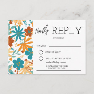 Modern Abstract bright wildflower Wedding RSVP Enclosure Card