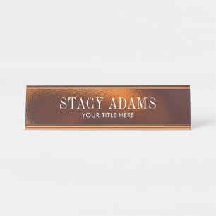 Modern Abstract Bronze Foliage Desk Name Plate