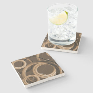 Modern Abstract Brown Swirl Stone Coaster