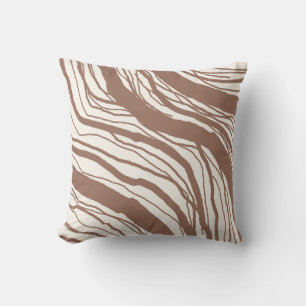 Modern Abstract Brown White Stripes Throw Pillow