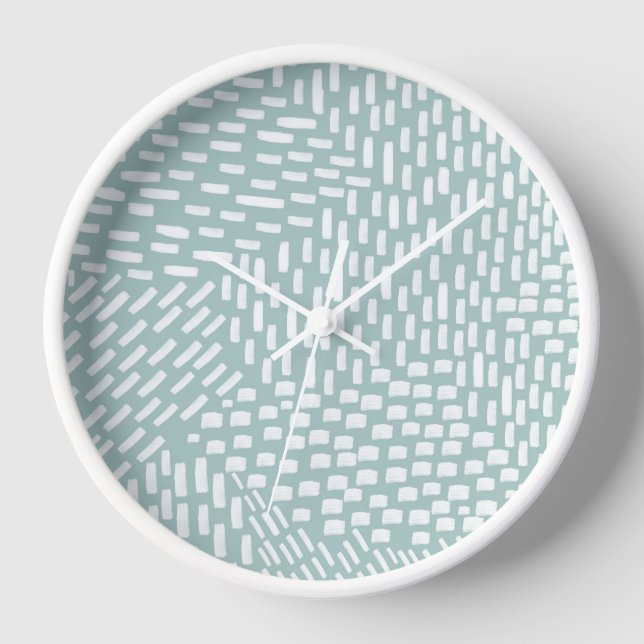 Modern Abstract Brush Strokes, Sea Glass Wall  Clock (Front)