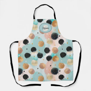 Modern Abstract Brushstroke & Polka Dot Pattern Apron