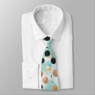 Modern Abstract Brushstroke & Polka Dot Pattern Tie