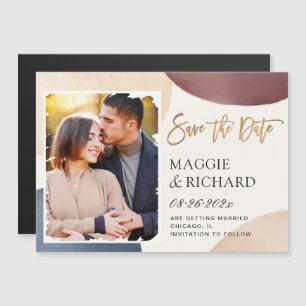 Modern Abstract Brushstroke Save the Date Magnet