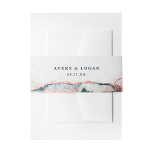 Modern Abstract Burgundy & Navy Blue Wedding Invitation Belly Band