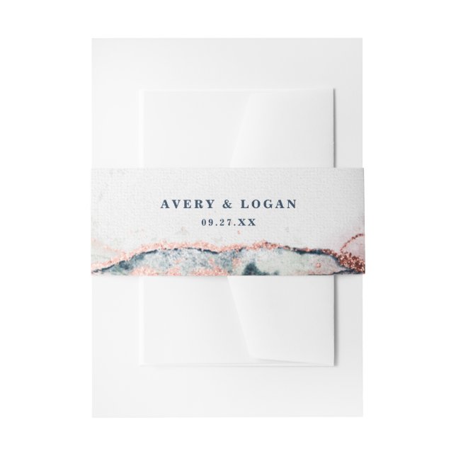 Modern Abstract Burgundy & Navy Blue Wedding Invitation Belly Band (Front Example)