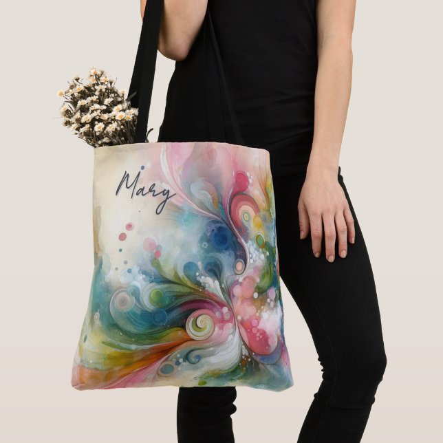 Modern Abstract  Butterfly Spring Colors  Tote Bag (Close Up)