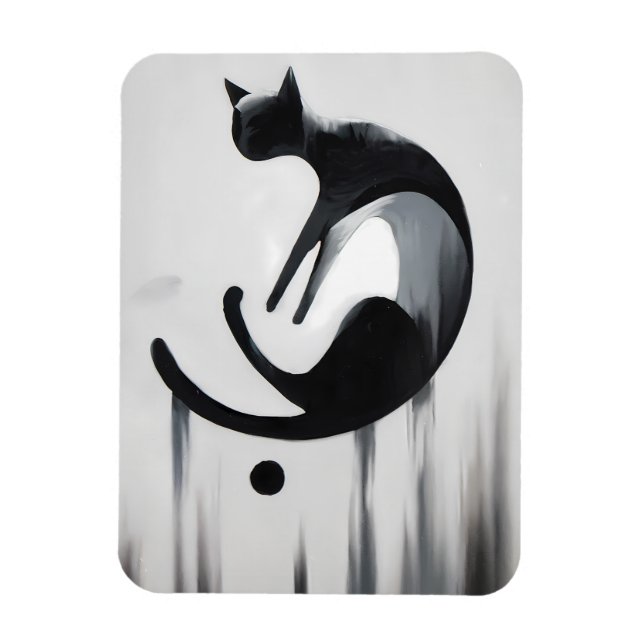 Modern Abstract Cat – Minimalist Design Art Magnet (Vertical)