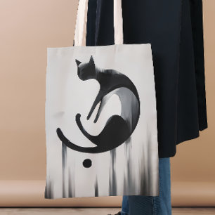 Modern Abstract Cat – Minimalist Design Art Tote Bag